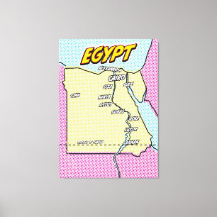 Mapa de Egipto ilustrado con arte pop