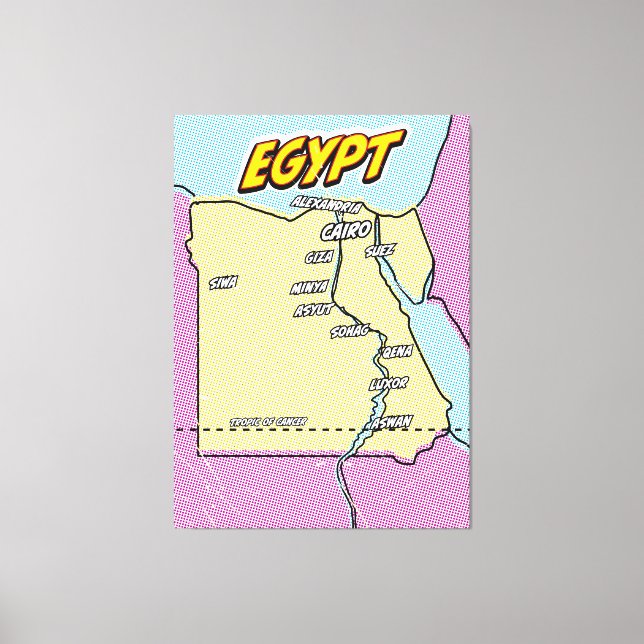 Mapa de Egipto ilustrado con arte pop (Anverso)