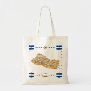 Mapa de El Salvador + Bolsa de Banderas