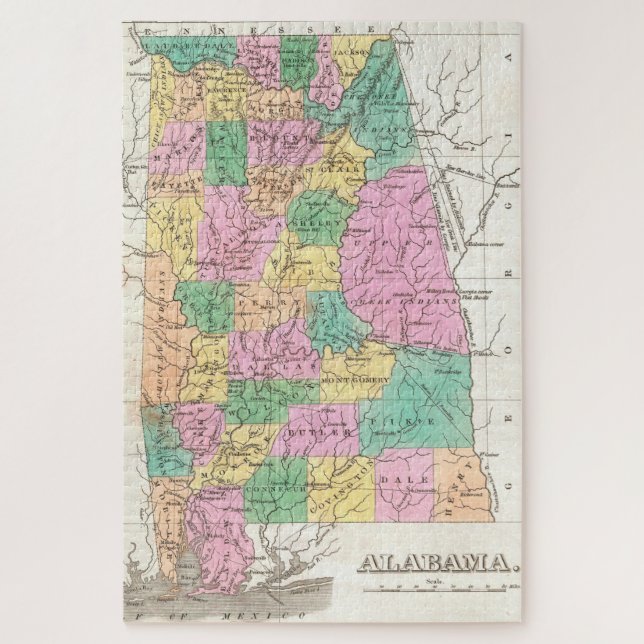 Mapa de época de Alabama (1827) Puzzle Jigsaw (Vertical)