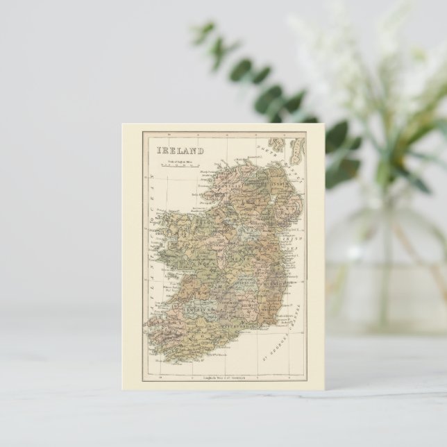 Mapa de época de Irlanda 1862 postal (Anverso de pie)
