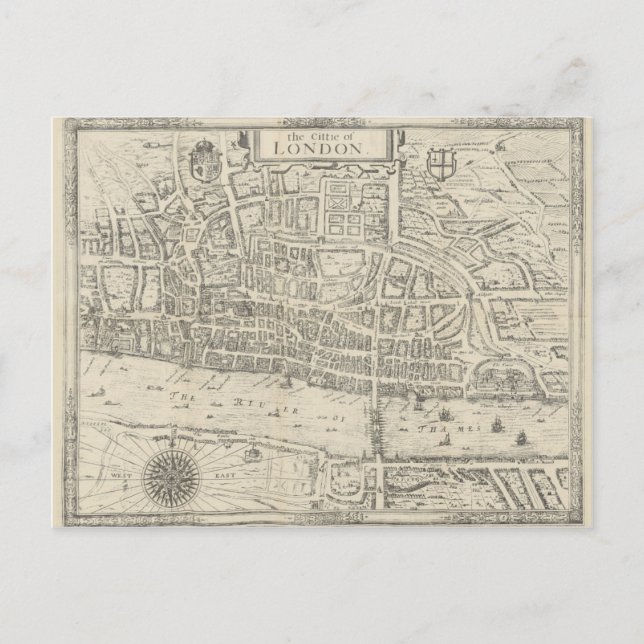 Mapa de época de la ciudad de Londres postal (Anverso)