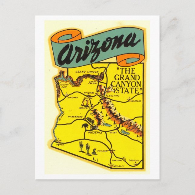 Mapa de época de la postal de Arizona (Anverso)