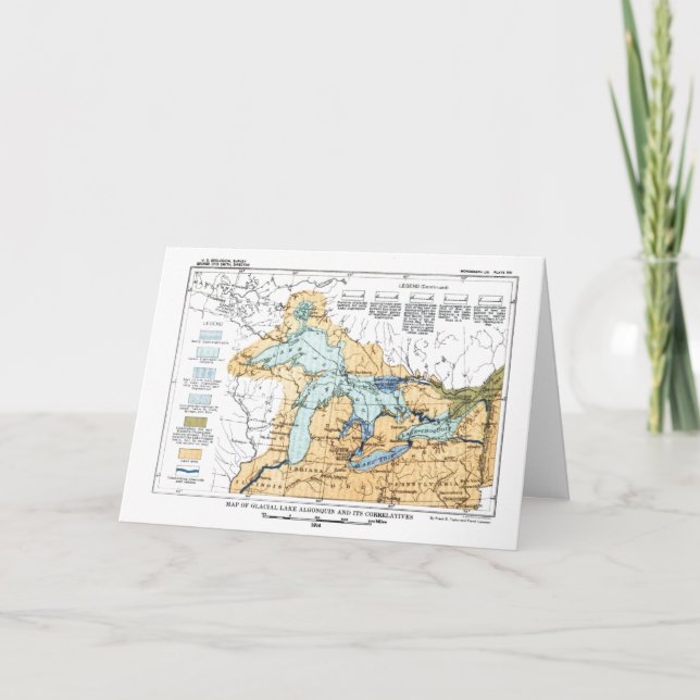 Mapa de época de la postal de los Grandes Lagos (Anverso)