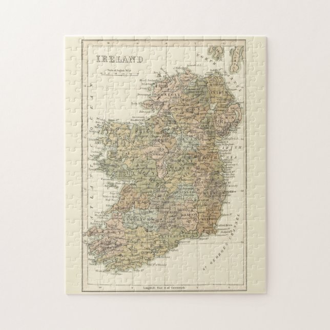 Mapa de época del rompecabezas de Irlanda 1862 (Vertical)