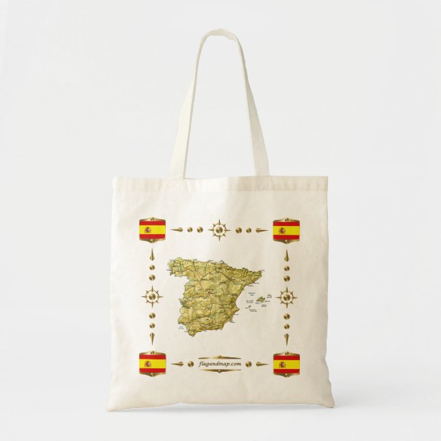 Mapa de España + Bolso de las banderas (Frente)