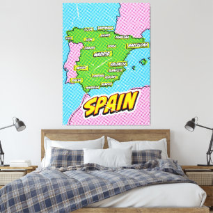 Mapa de España ilustrado con arte pop