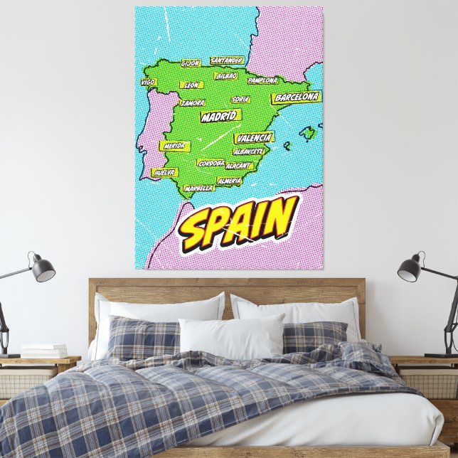 Mapa de España ilustrado con arte pop (Insitu(Dormitorio))
