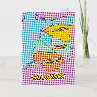 Mapa de estados bálticos ilustrados de arte pop