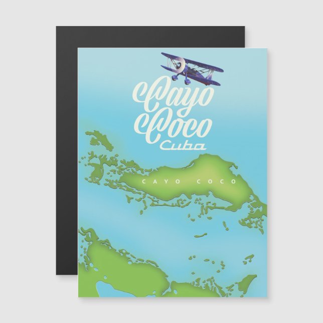 Mapa de estilo vintage de Cayo Coco Cuba. (Anverso/Reverso)