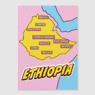 Mapa de Etiopía ilustrado con arte pop