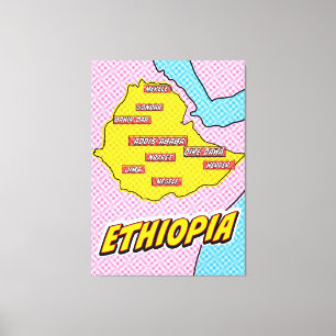 Mapa de Etiopía ilustrado con arte pop