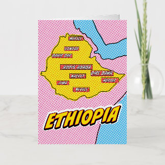 Mapa de Etiopía ilustrado de arte pop