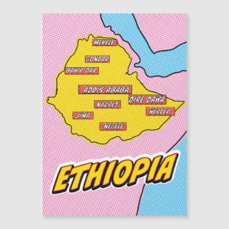 Mapa de Etiopía ilustrado de arte pop