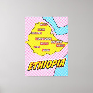 Mapa de Etiopía ilustrado de arte pop