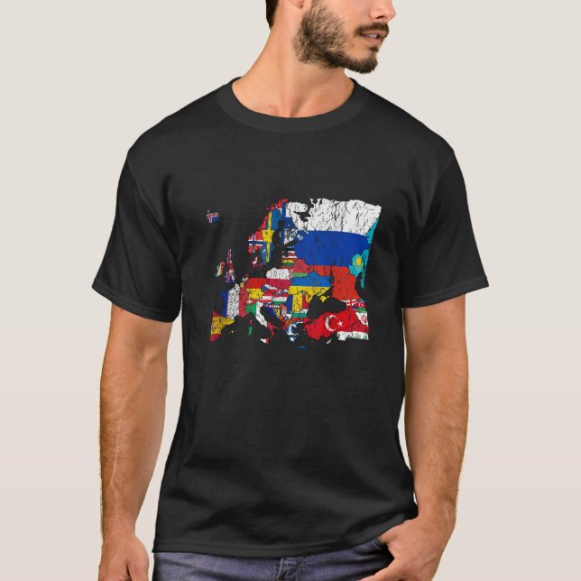 Mapa de Europa con banderas en camiseta (Anverso)