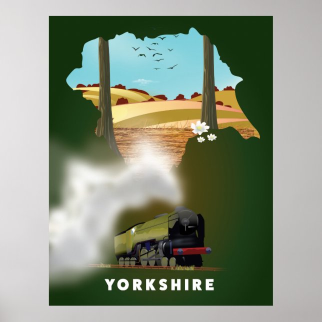 mapa de ferrocarril de Yorkshire impresión de viaj (Frente)
