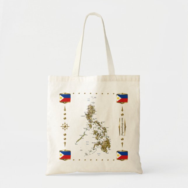 Mapa de Filipinas + Bolso de las banderas (Frente)