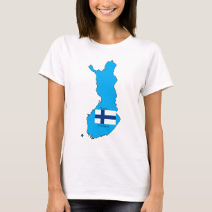 Mapa de Finlandia y camisa de la bandera