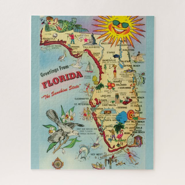 Mapa de Florida 16x20 rompecabezas (Vertical)