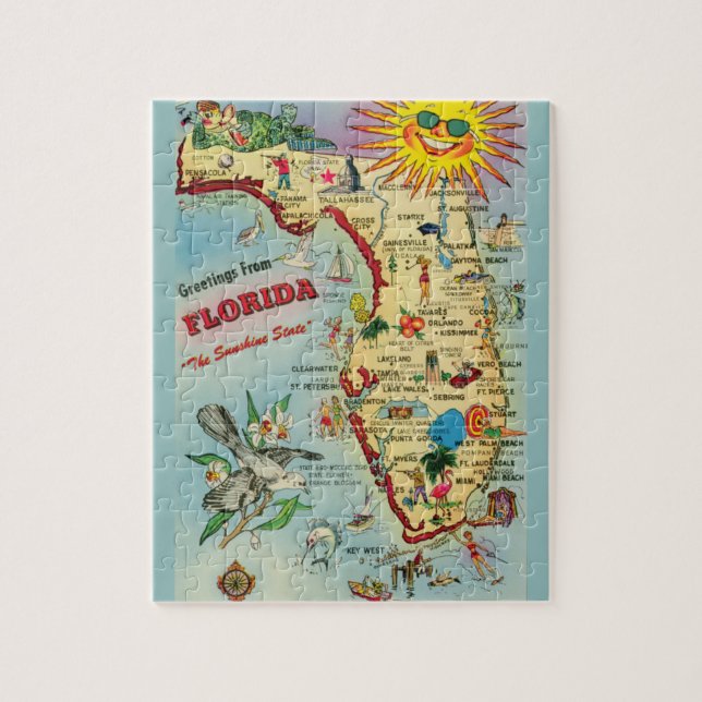 Mapa de Florida 8x10 rompecabezas (Vertical)