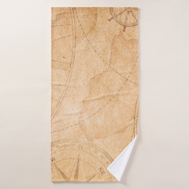 mapa de fondo del mapa del tesoro de los piratas e (Toalla de baño)