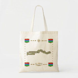 Mapa de Gambia + Bolsa de bandera