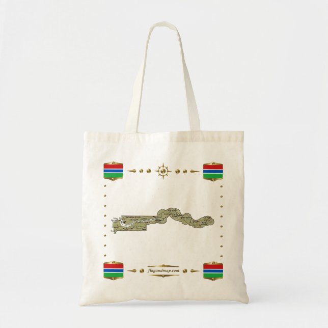 Mapa de Gambia + Bolsa de bandera (Frente)