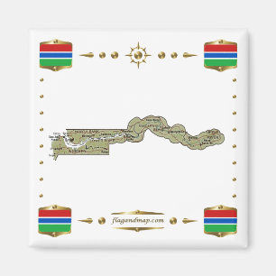 Mapa de Gambia + imán de banderas