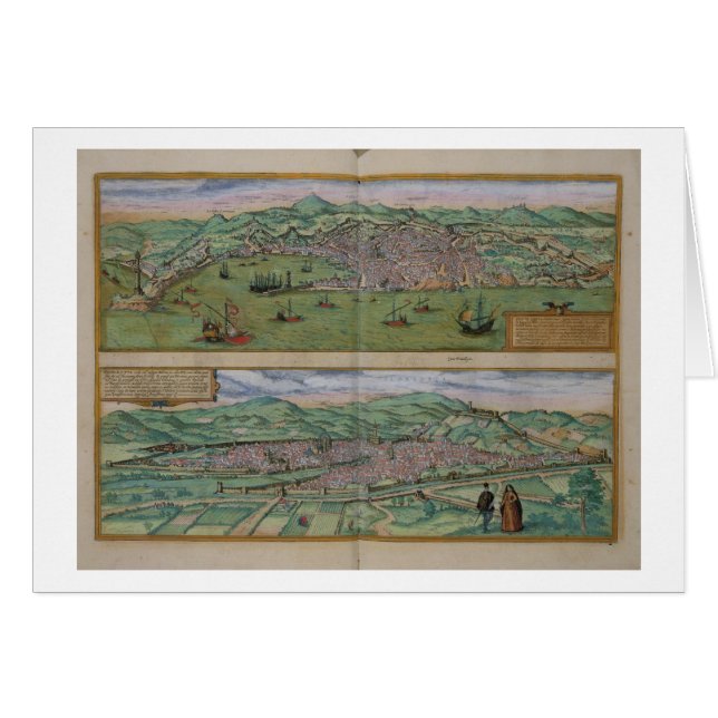 Mapa de Génova y de Florencia, de 'Civitates Orbis (Anverso (Horizontal))