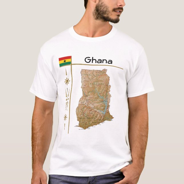 Mapa de Ghana + bandera + camiseta de título (Anverso)