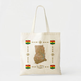 Mapa de Ghana + Bolsa de banderas