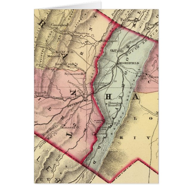 Mapa de Grant, condados de Hardy (Frente)