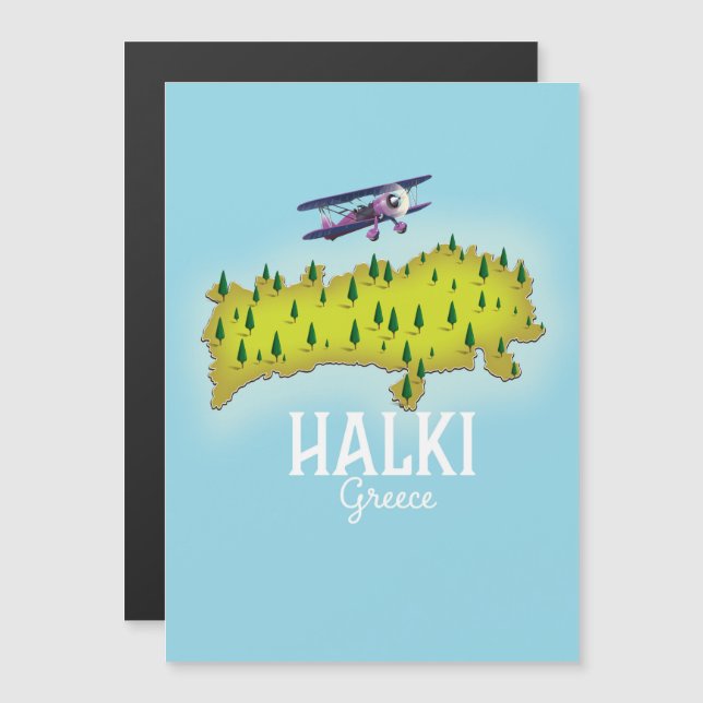 Mapa de Grecia de Halki Afiche de viaje ilustrado (Anverso/Reverso)