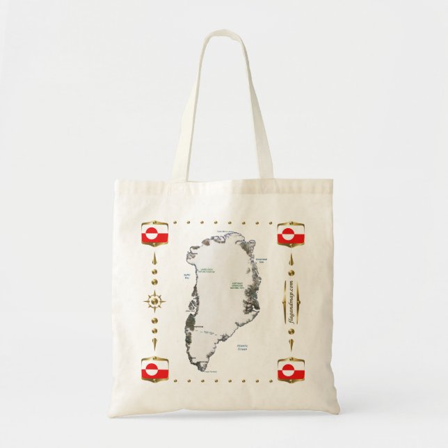 Mapa de Groenlandia + Bolso de las banderas (Frente)