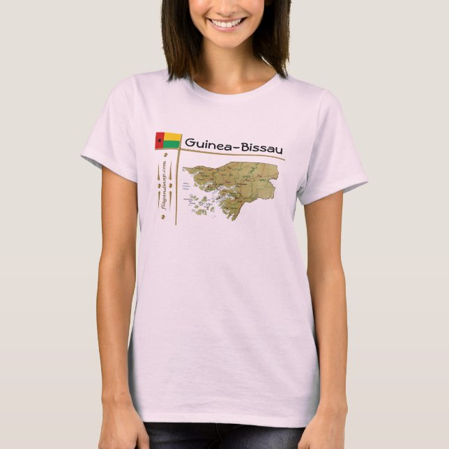 Mapa de Guinea-Bissau + bandera + camiseta con tít (Anverso)