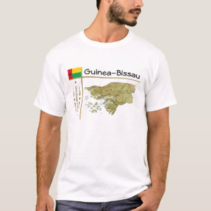 Mapa de Guinea-Bissau + bandera + título camiseta