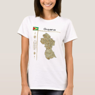 Mapa de Guyana + bandera + camiseta con título