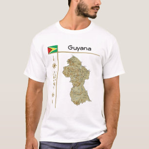 Mapa de Guyana + bandera + camiseta de título