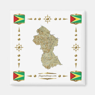 Mapa de Guyana + Imán de Banderas
