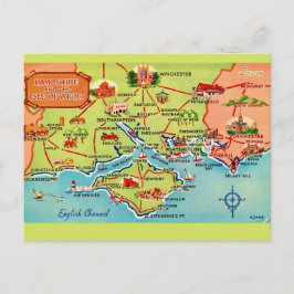 Mapa de Hampshire e Isla de Wight en postal