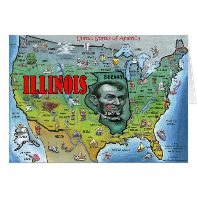 Mapa de Illinois USA (Anverso (Horizontal))