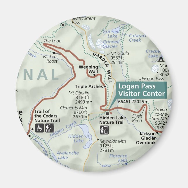 Mapa de imán de Glacier (Montana) (Frente)