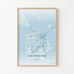 Mapa de impresión del océano de San Francisco Arte