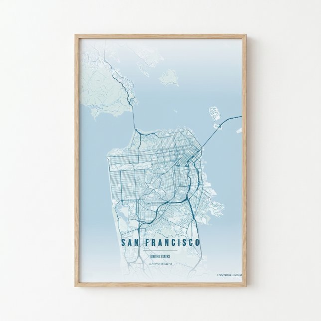 Mapa de impresión del océano de San Francisco Arte (Subido por el creador)