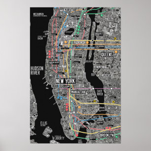 Mapa de impresión del poster del metro de New York