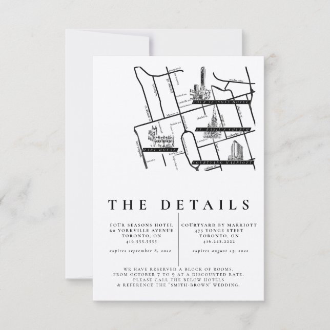Mapa de invitaciones del Boda blanco negro moderno (Anverso)