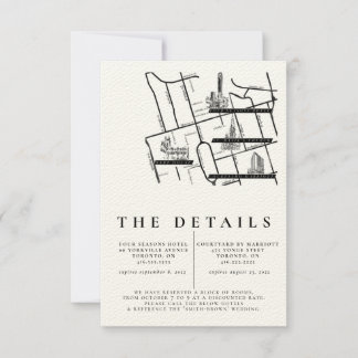 Mapa de invitaciones del Boda blanco negro moderno