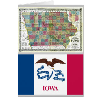 Mapa de Iowa y bandera del estado