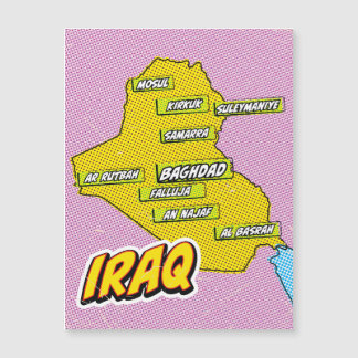 Mapa de Irak ilustrado con arte pop